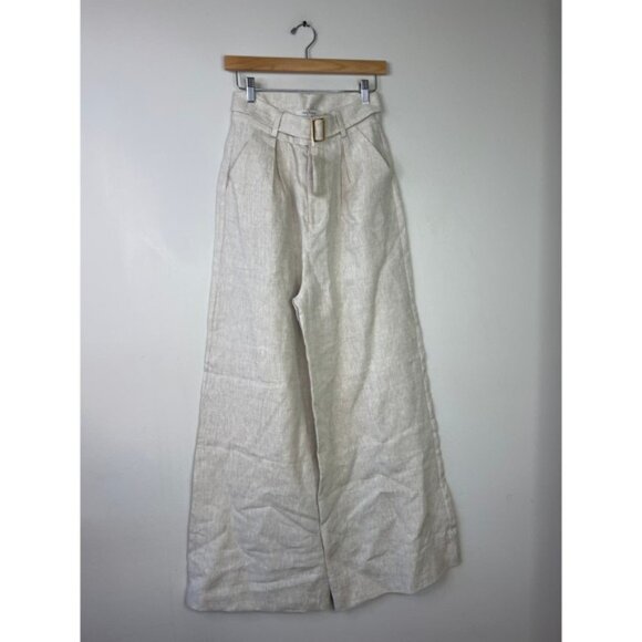NWT The Femm Iris Super Wide Leg High Waisted Linen Pant Natura Size: Small - Picture 2 of 8